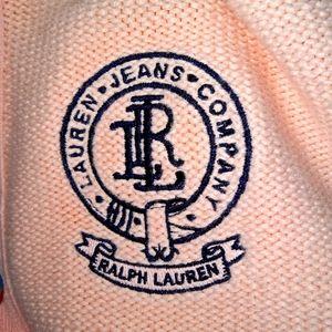 Ralph Lauren zip up turtleneck pink logo sweater with pockets